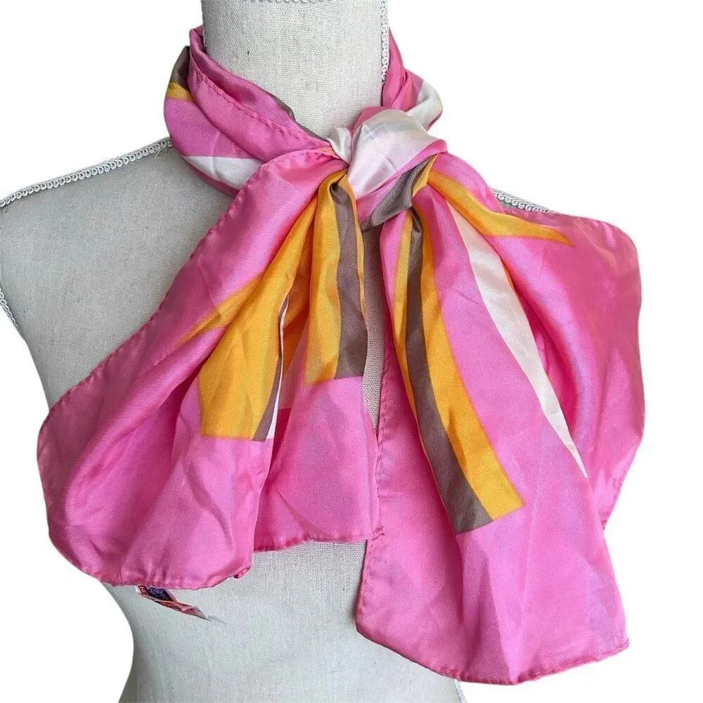 Vintage Japan Designer Scarf Pink Orange